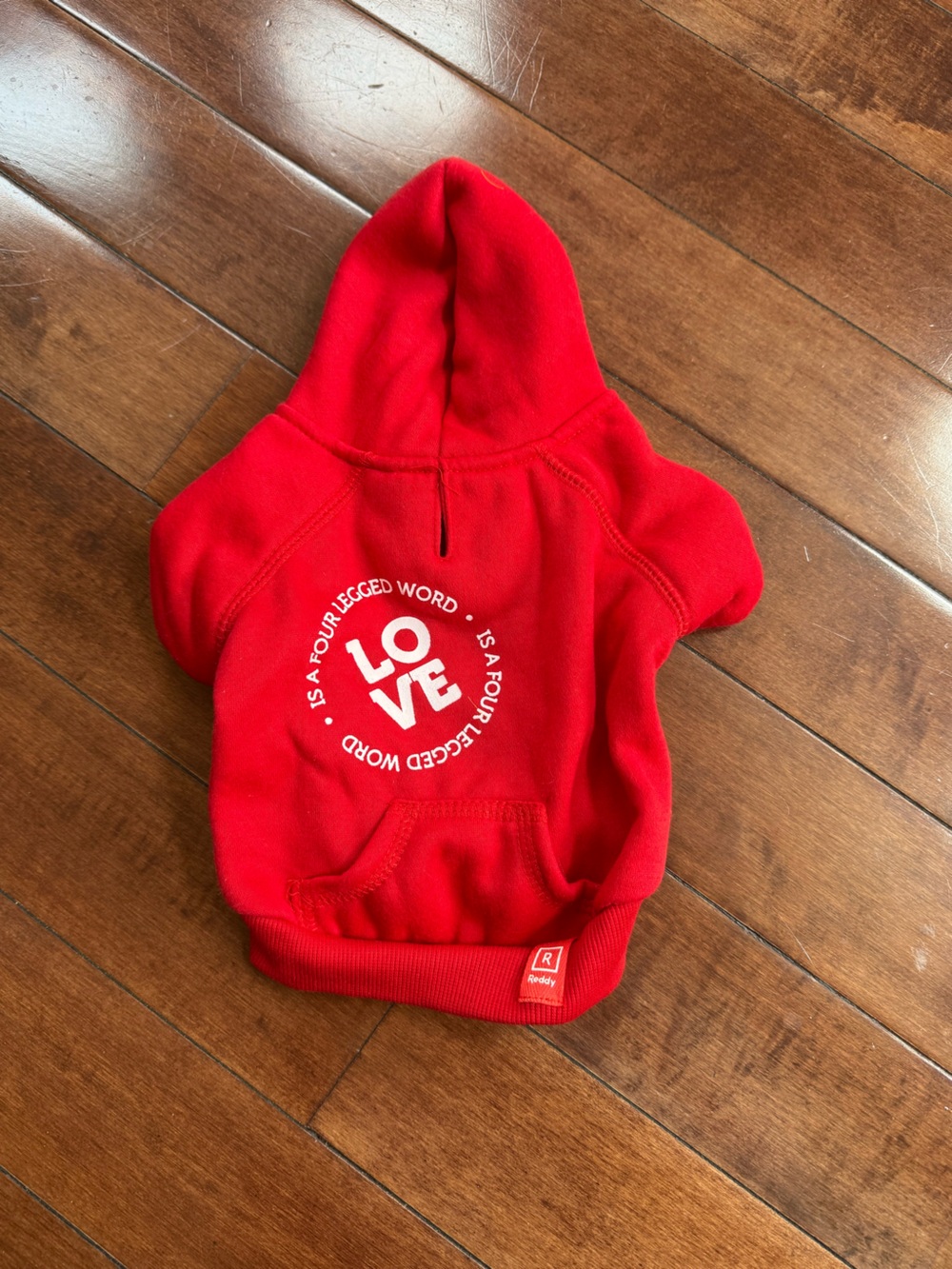 Reddy Red “LOVE” Dog Hoodie Sweatshirt, size XS
